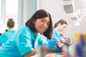 Asian dental lab worker