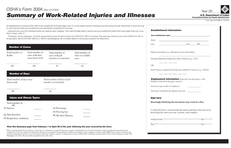 OSHA injury & illness summary